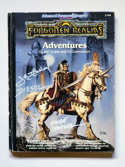 Forgotten Realms Adventures AD&D Rulebook (SIGNED BY CALDWELL, EASLEY, DIESEL, GREENWOOD, GRUBB)