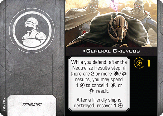 X-Wing Miniatures General Grievous Crew Upgrades